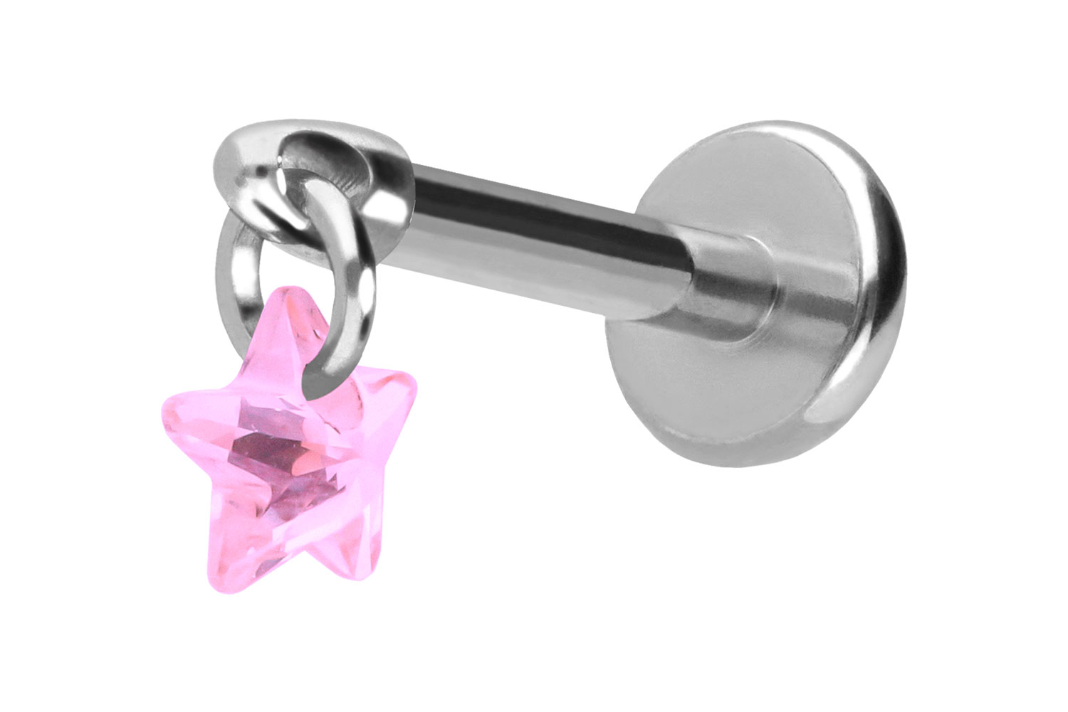 Titan Labret Piercing mit Push Fit KRISTALLSTERN
